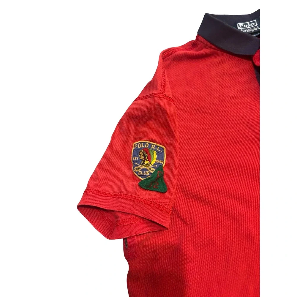 Polo Ralph Lauren Mens Red Polo Shirt Indian Canoe Kayak Club Patch Large